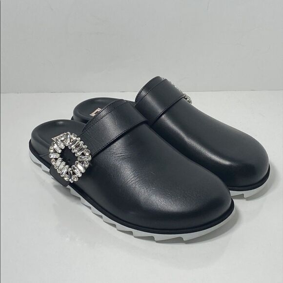 Roger Vivier Slidy Crystal-buckled Leather Backless Loafers size 37 - Picture 10 of 14